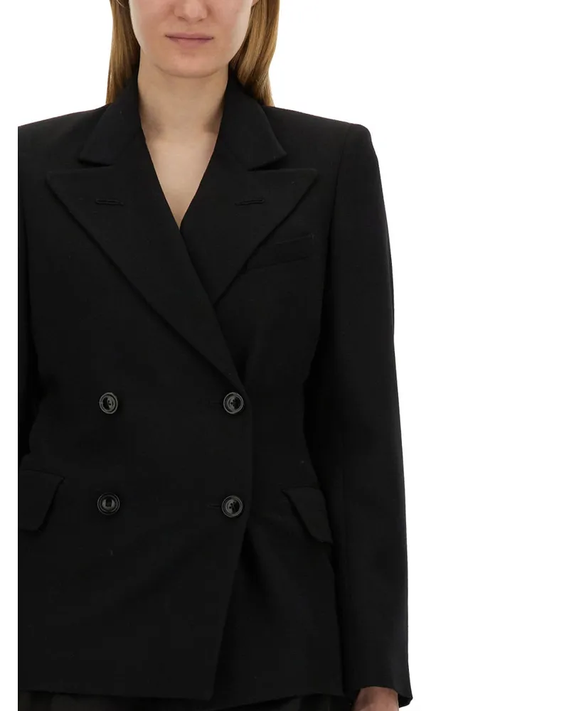 Maison Margiela Double-Breasted Wool Blazer — Black Black