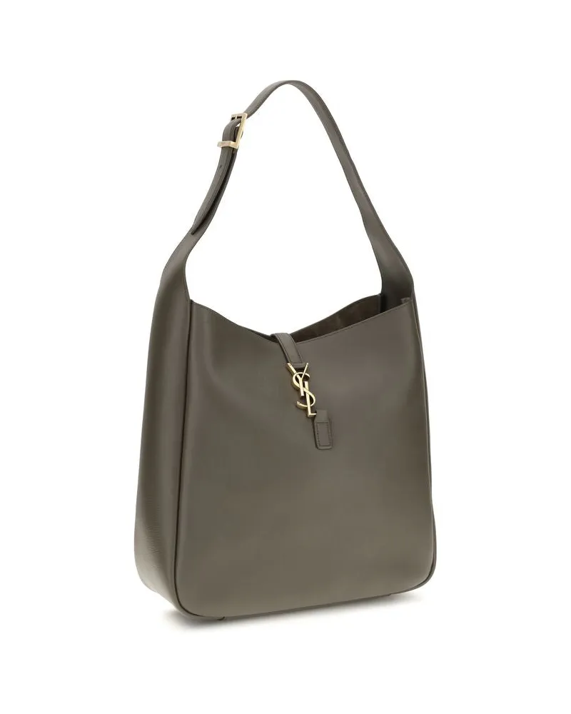 Saint Laurent Women's Bicolor Calf Leather Bos Taurus Shoulder Bag Gray