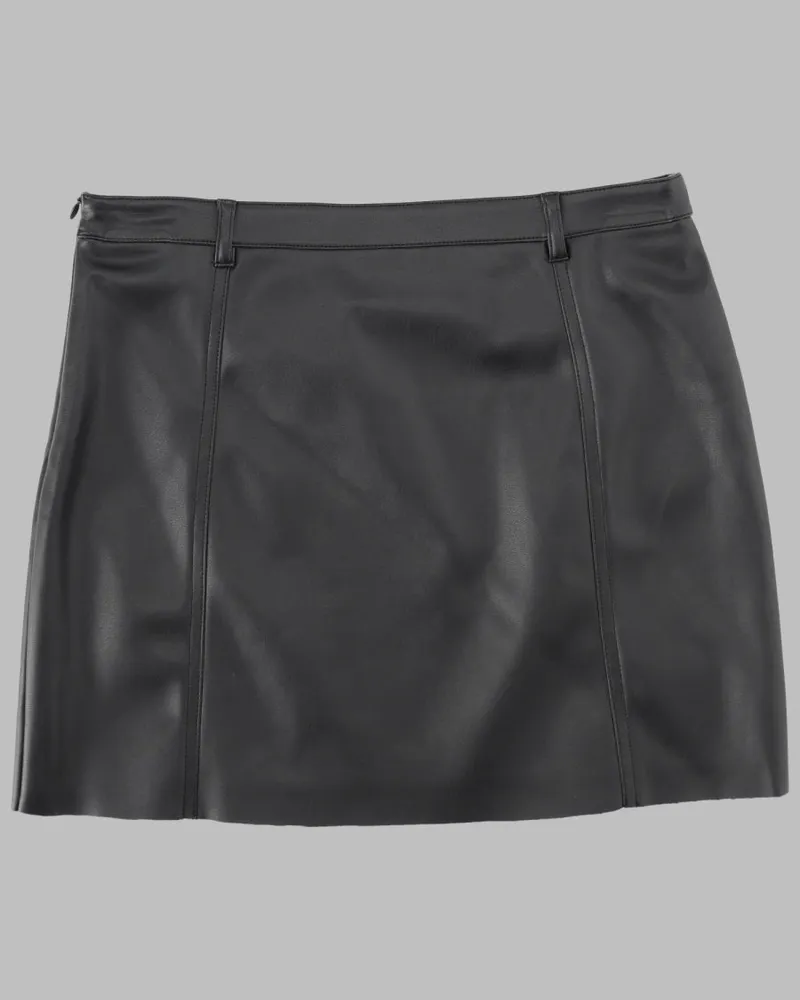 Marni Faux Leather with Logo Detail Mini Skirt — Black Black