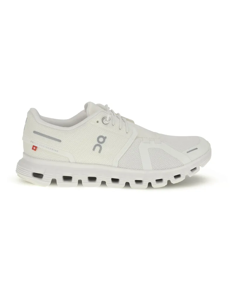 ON Women's Sneakers Cloud 6 White White-White Upper: Recycled Polyester Trainers White/white 