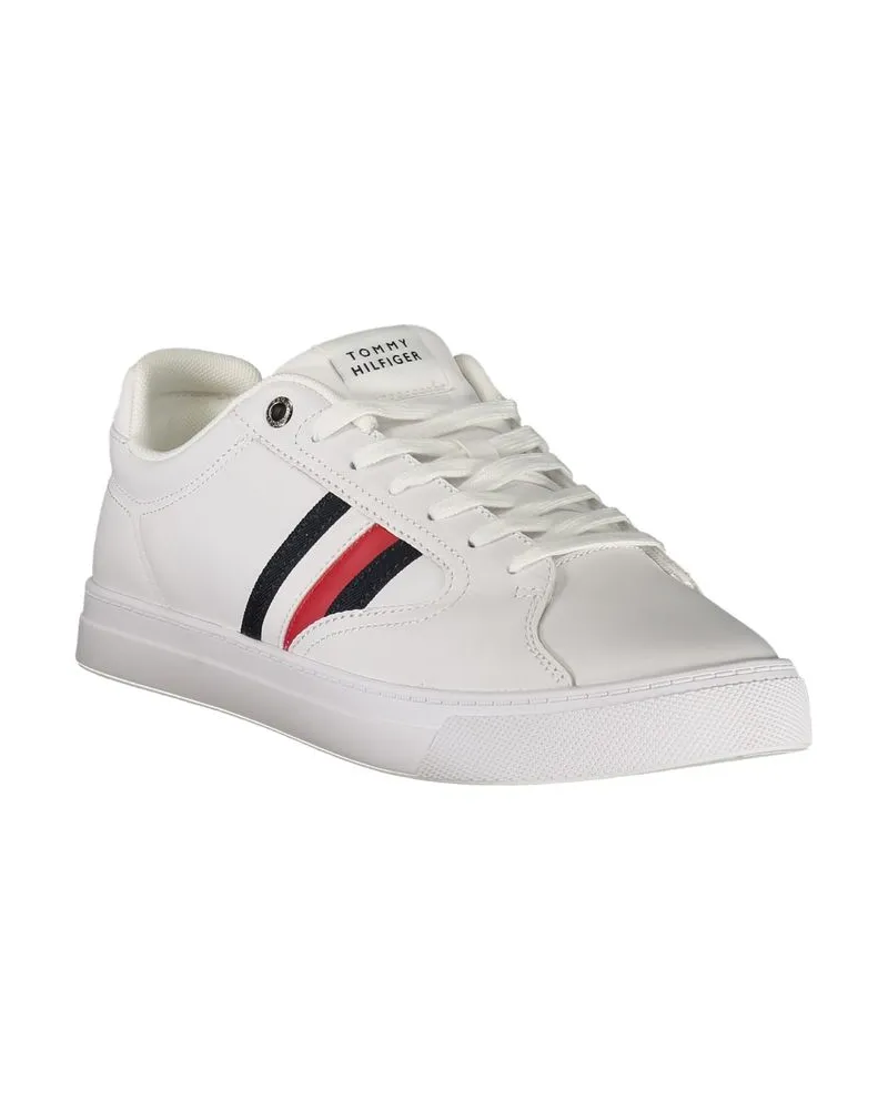 Tommy Hilfiger Logo-Striped Leather Sneaker — White White