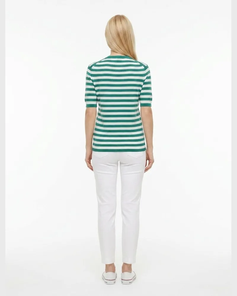 Dolce & Gabbana Striped Silk-Cashmere T-Shirt — Green Green