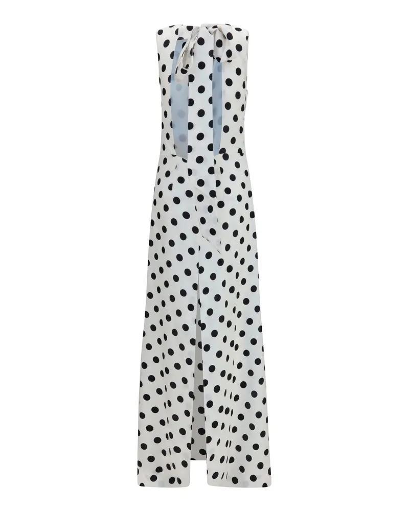 Sa Su Phi Women's Sleeveless Maxi Dress With Back Bow Black-White Silk Long Black/white White