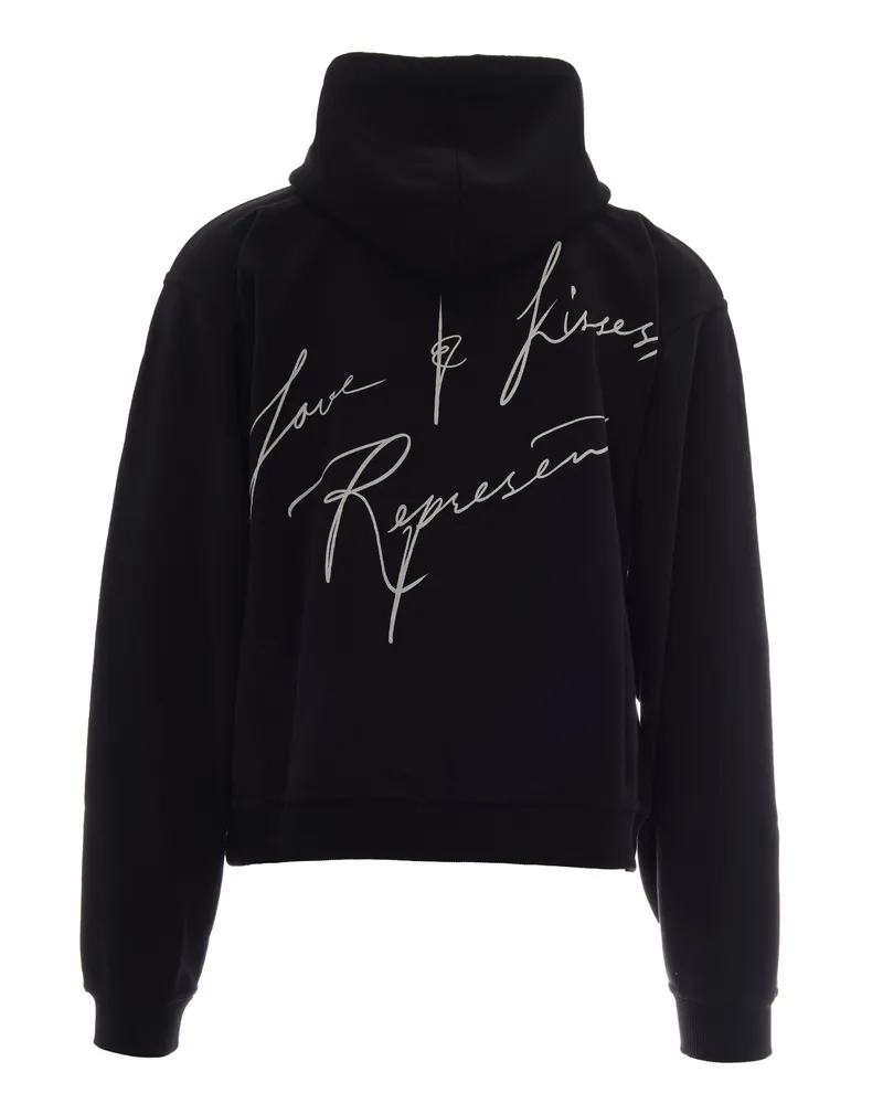 REPRESENT Men Sweatshirt Love And Kisses Jet Black Cotton Sweatshirts Sweater Black