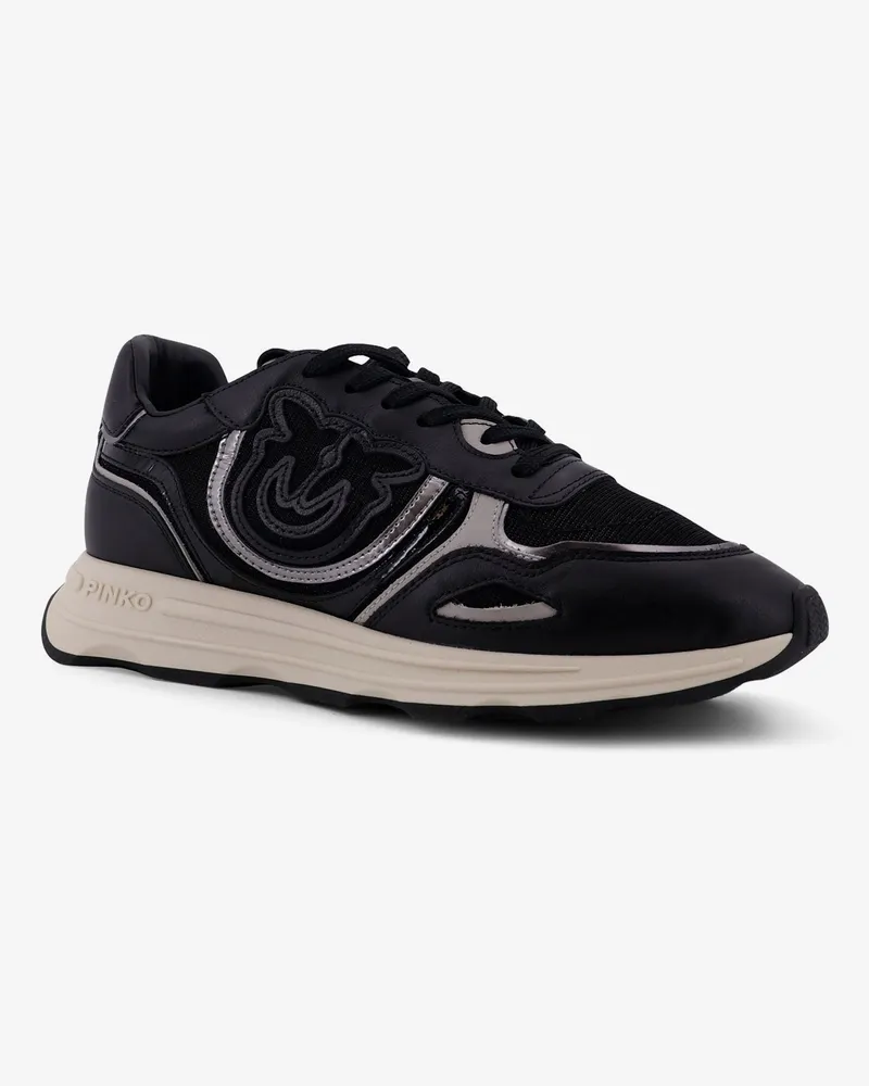 Pinko Women's Sneakers Zoe Leather-Mesh Black Trainers Leather/mesh Black