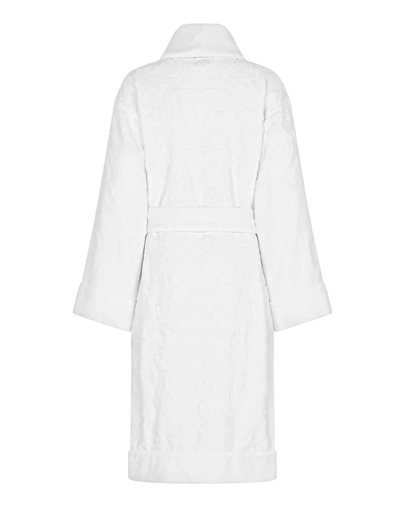 Dolce & Gabbana Unisex Bathrobe Jacquard White Towels & Bath Robes White