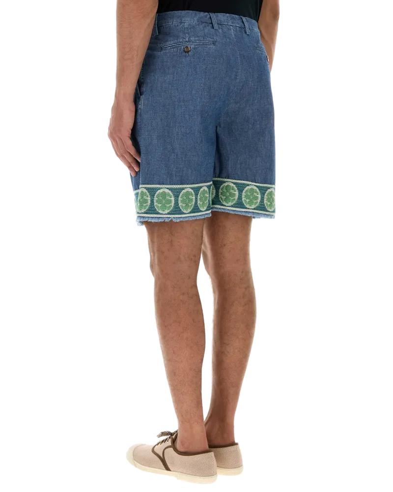 Valentino Garavani Men's Denim Bermuda Shorts Mediumbluedenim Exterior: Cotton Blue