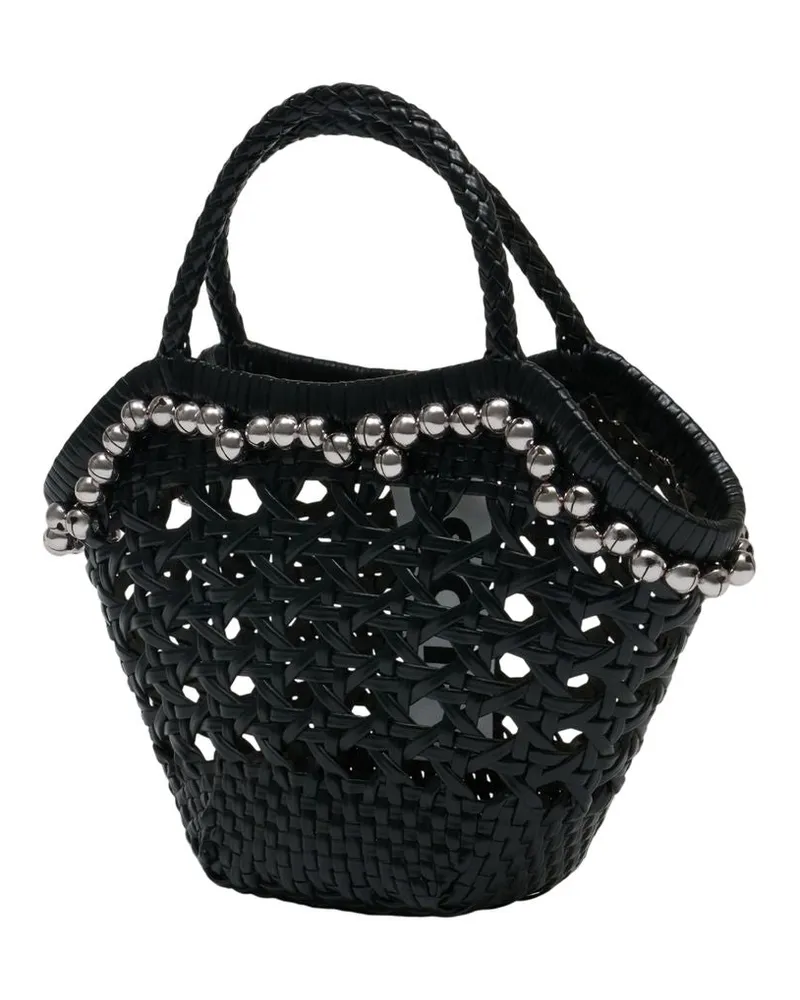 OSOI Women's Lip Shopper Tote Black Raffia Black