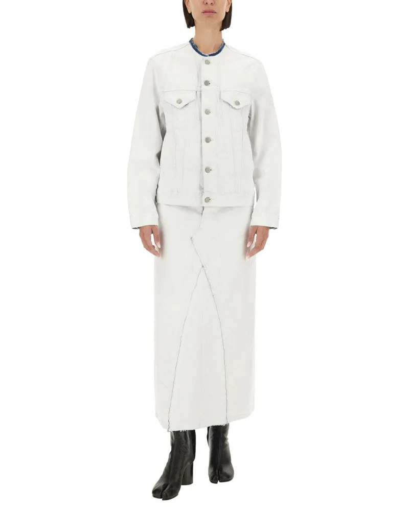 Maison Margiela 100% Cotton Midi Skirt — White White