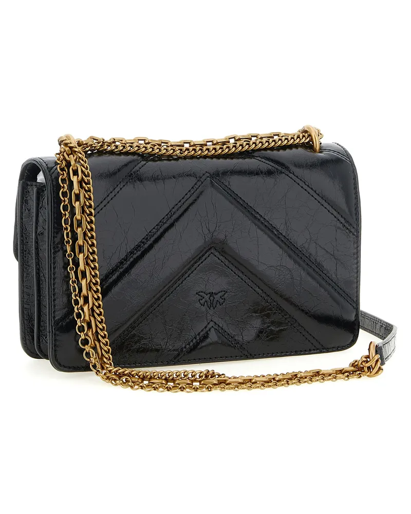 Pinko Chevron-Quilted Calf Leather Shoulder Bag — Black Black
