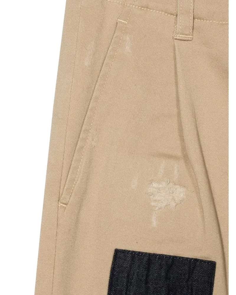 Dsquared2 Patch-Detail Cotton Trousers — Beige Beige