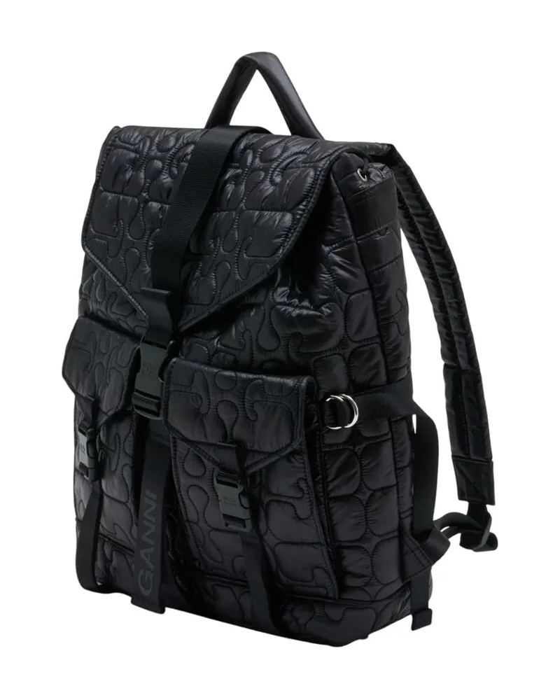 Ganni Women's Re Tech Quilted Backpack -  Synthetic Black Bags Backpacks Black