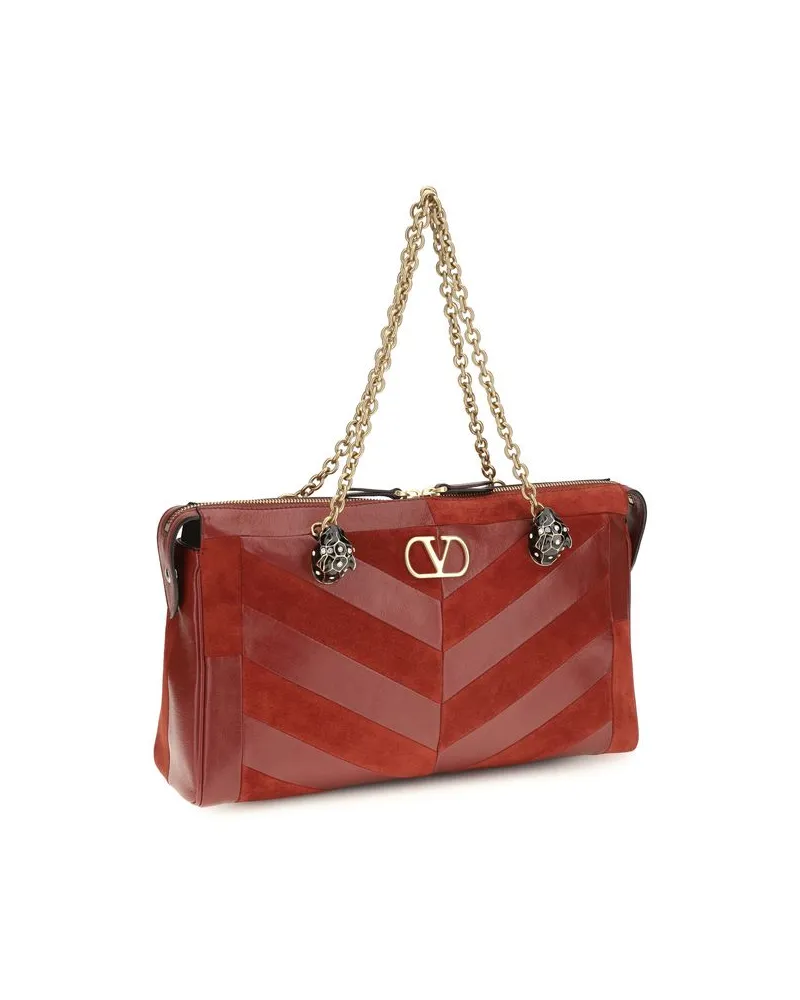 Valentino Garavani Women's Multicolor Calf Leather Bos Taurus Shoulder Bag Red
