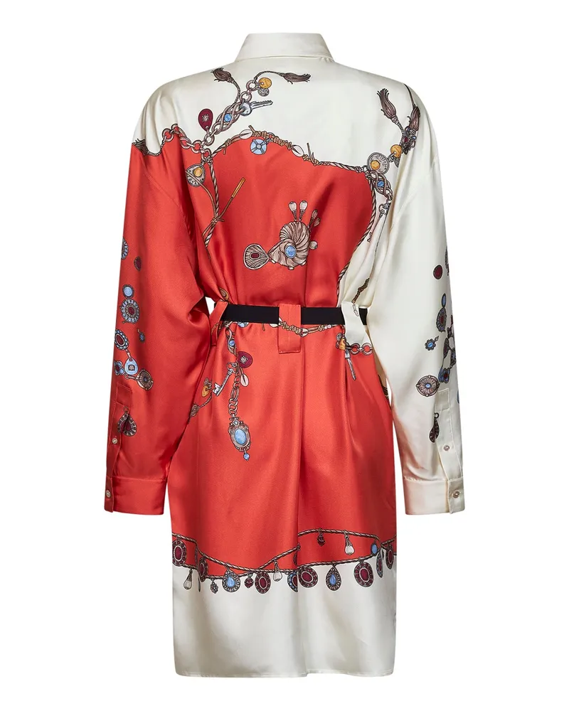 Versace Women's Mini Dress Silk Twill Orange Print Multicolour Orange