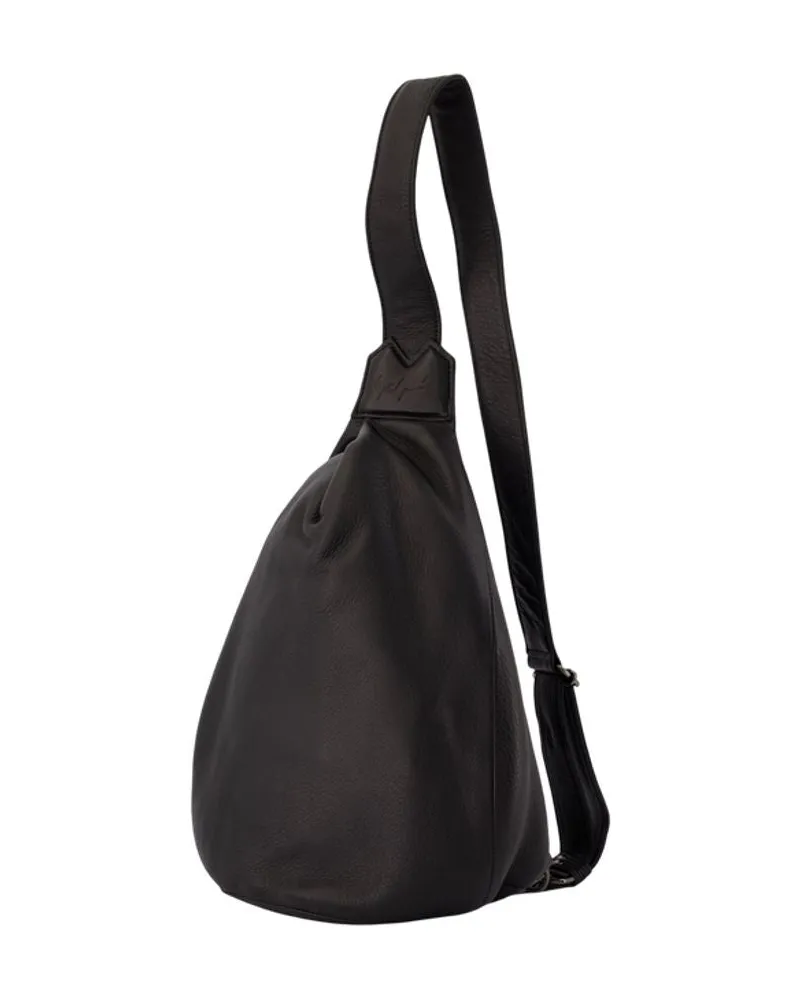 Yohji Yamamoto Unisex Tuck Sling S Crossbody -  Leather Black Cowhide Bags Crossbodies Black