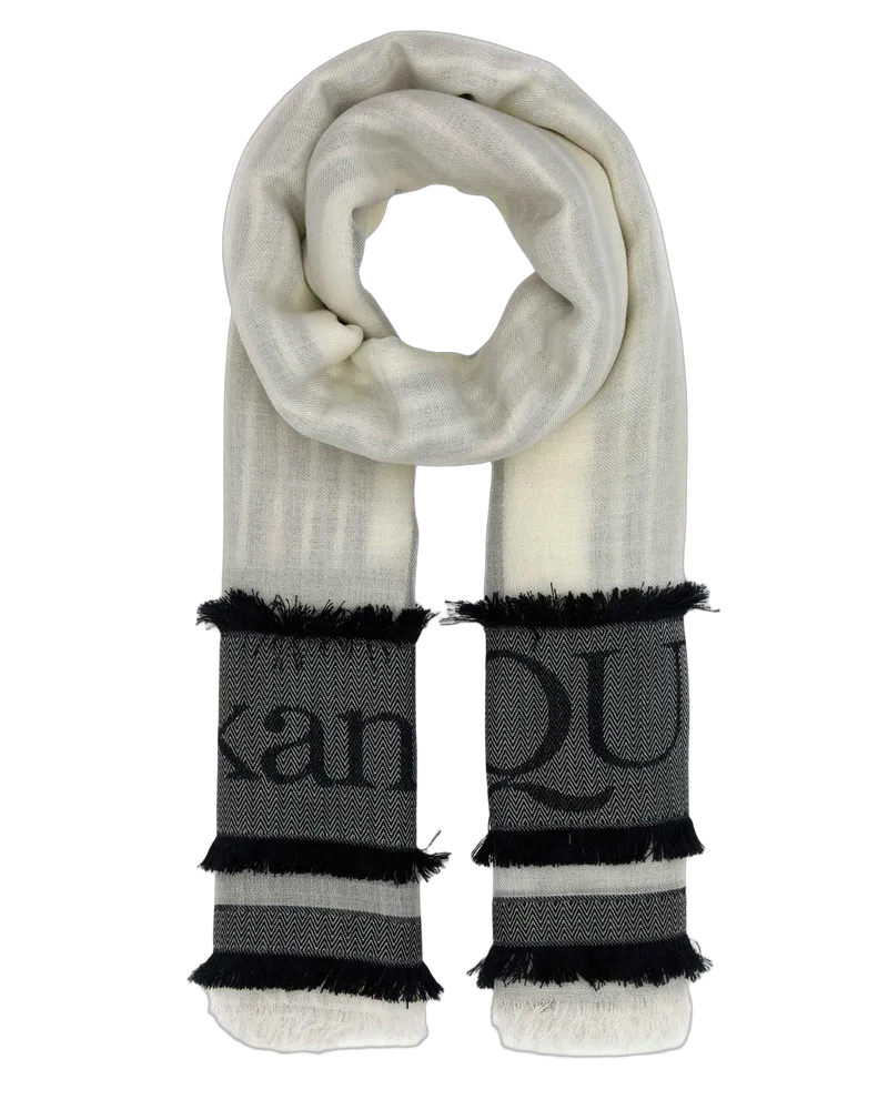 Alexander McQueen Chevron Patterned Knit Scarf — Ivory Ivory