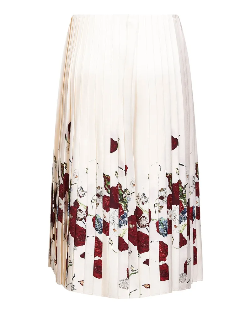 KHAITE Women's Cream Printed Twill Pleated Midi Skirt Ivory Viscose Cream