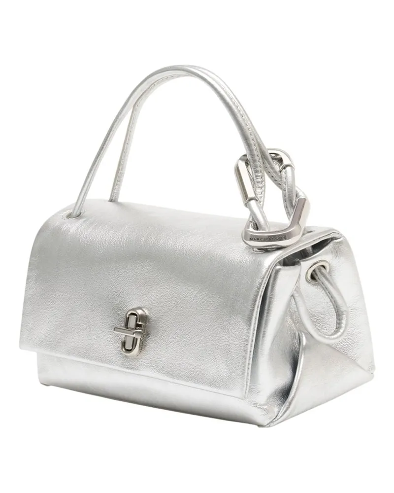 Marc Jacobs Women's The Mini Dual Top Handle Bag -  Leather Silver Cowhide Handbags-Purses Silver