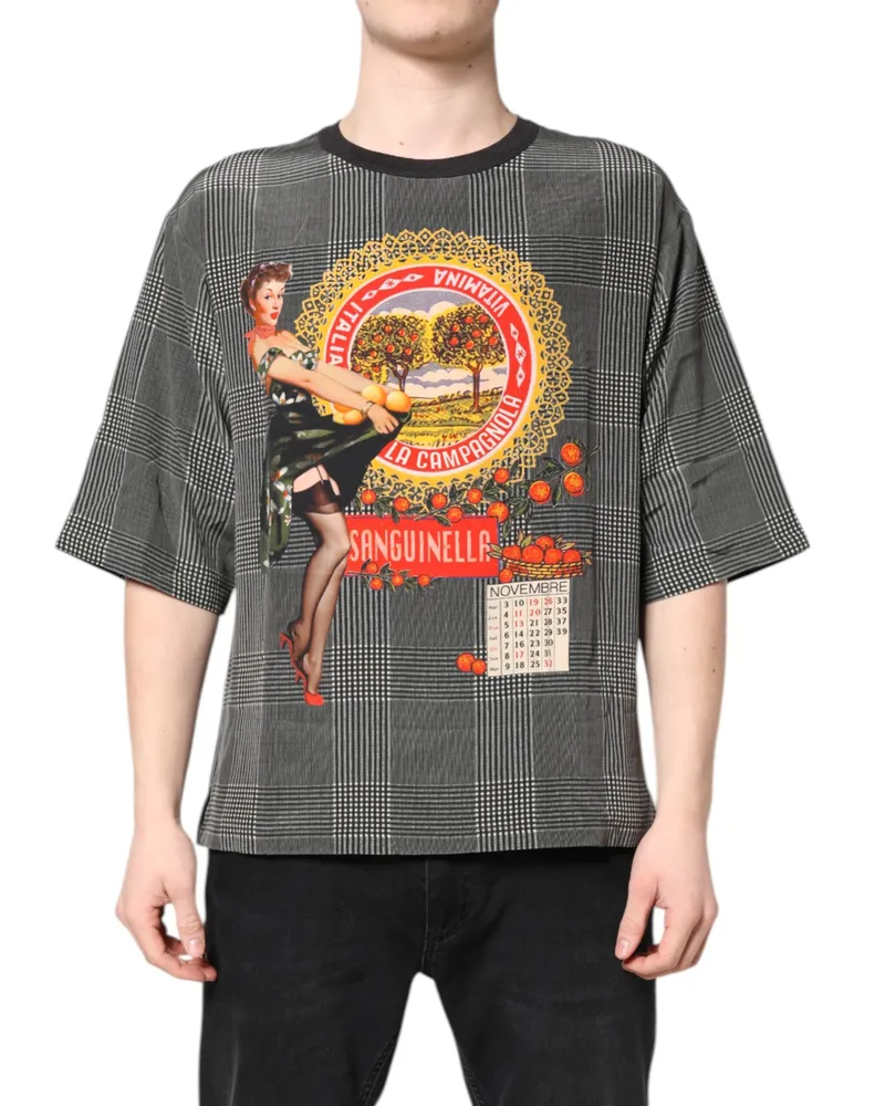 Dolce & Gabbana Graphic Print Silk T-Shirt — Black Black