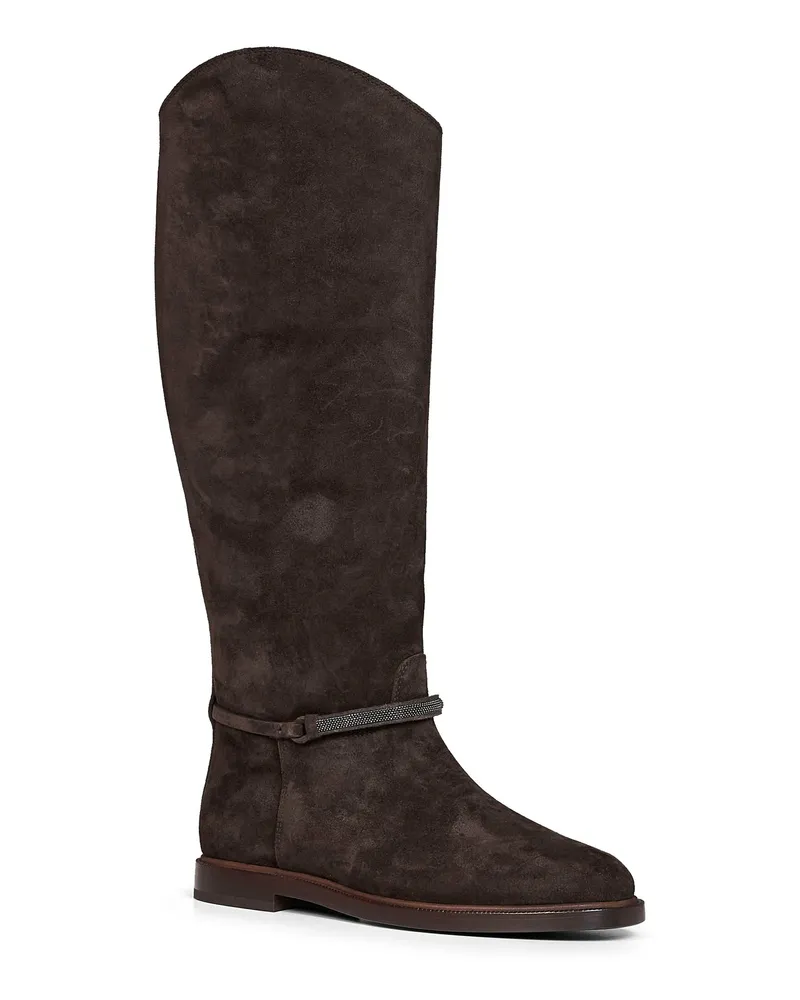 Brunello Cucinelli Women's Boots Pepper Suede Grey Cotton Gray