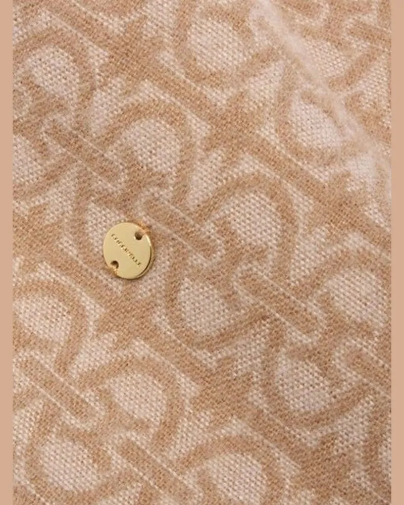 Coccinelle Monogram Virgin Wool Scarf — Beige Beige