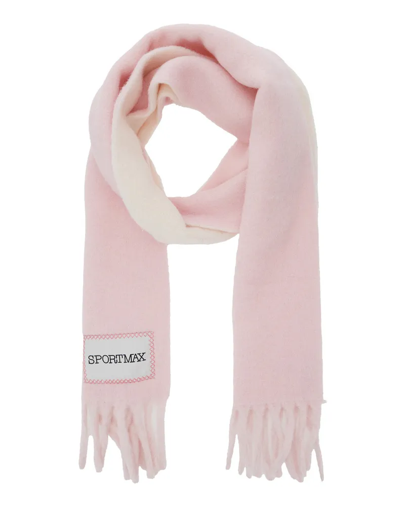 SPORTMAX Women's Pink Wool Blend Scarf With Logo Patch Alpaca Scarfs Pink