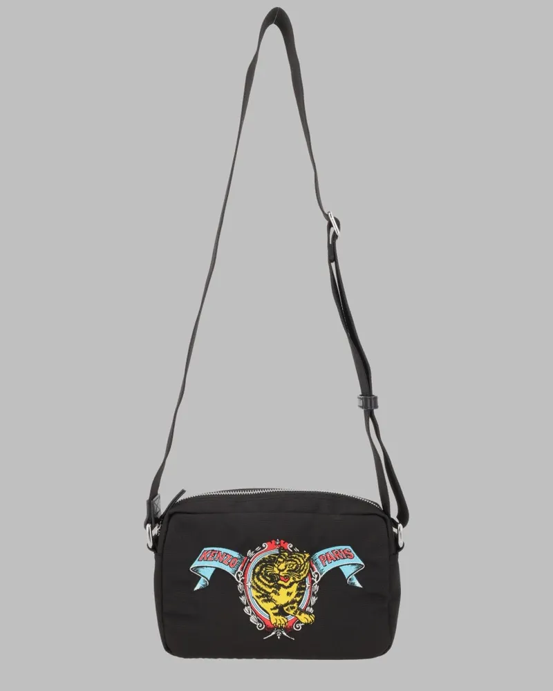 Kenzo Jumping Tiger Embroidery Shoulder Bag — Black Black