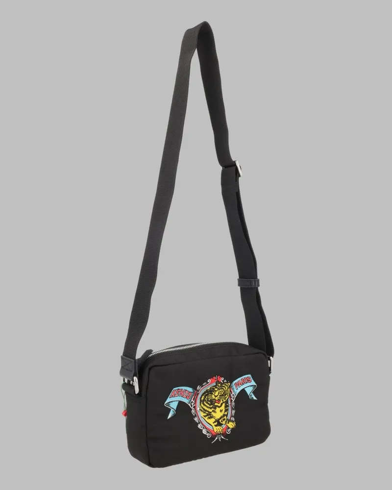 Kenzo Men's Shoulder Bag Jumping Tiger Black Polyester Black