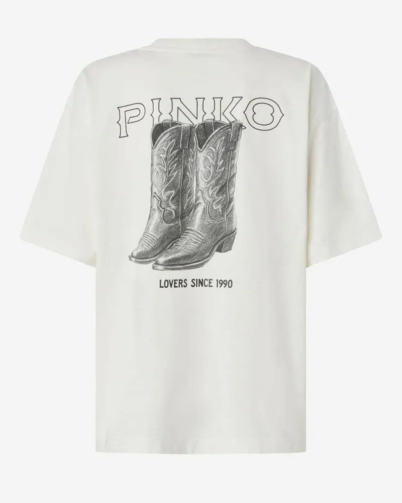 Pinko Women Cotton T-Shirt White Logo Print T-Shirts & Jerseys White