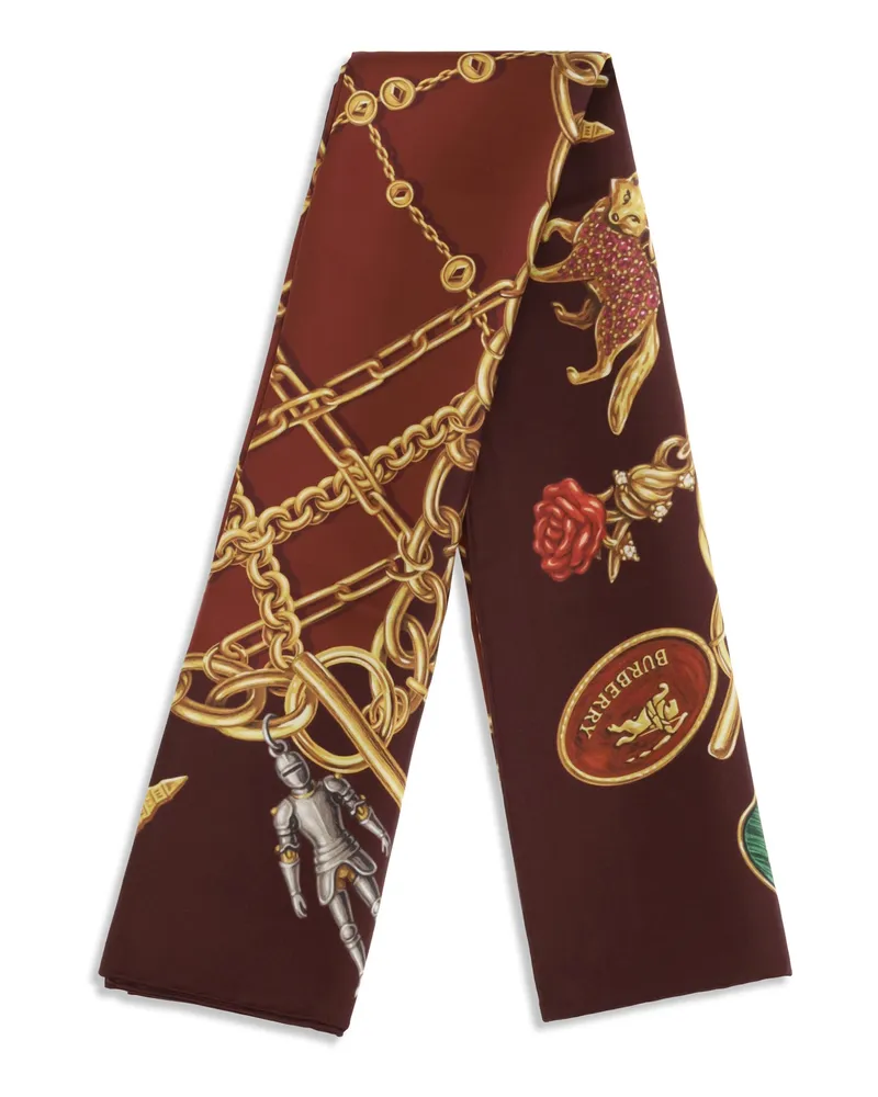 Burberry Women's Silk Scarf Auburn Brown Scarfs Brown