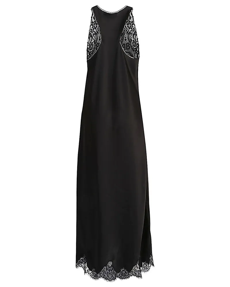 Balenciaga Lace-Trimmed Sleeveless Dress — Black Black