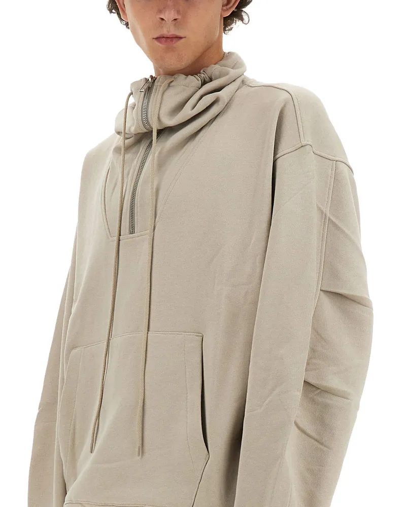 Helmut Lang Zip Organic Cotton Sweatshirt — Gray Gray