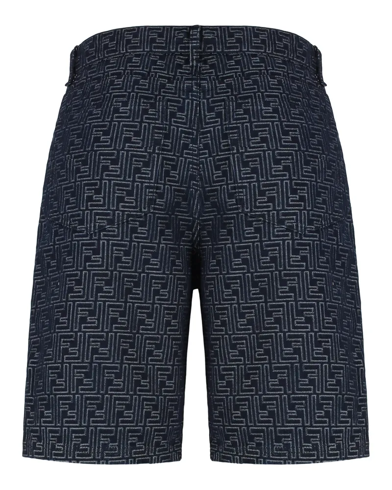 Fendi Men's Bermuda Shorts, Indigo Cotton Navy