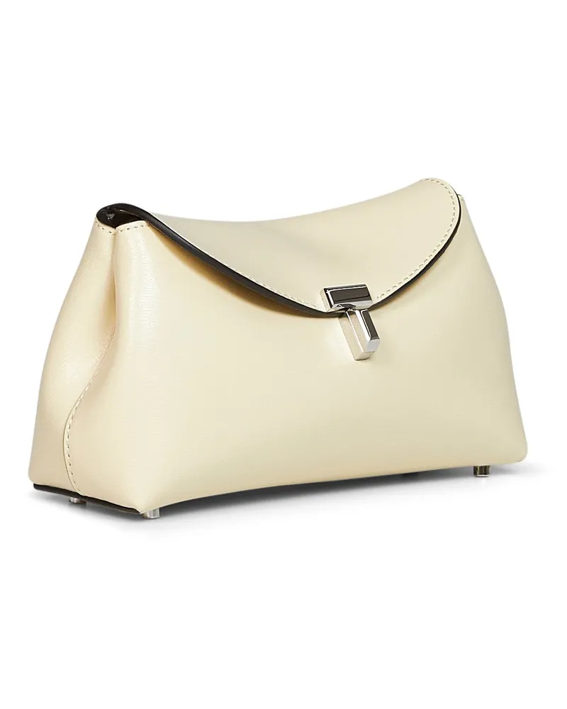 Totême Women's Clutch Bag T-Lock Ivory Calf Leather Handbags Hand Ivory