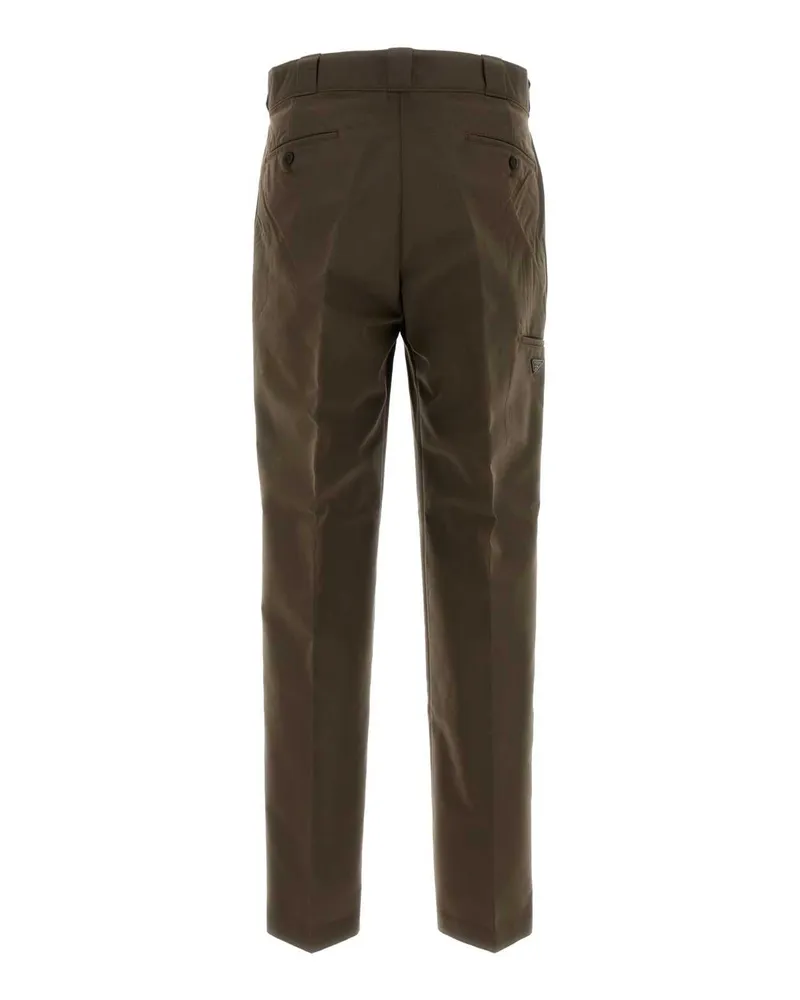 Prada Men's Brown Canvas Pant Light Exterior: Cotton Nylon Pantaloni Trousers Brown