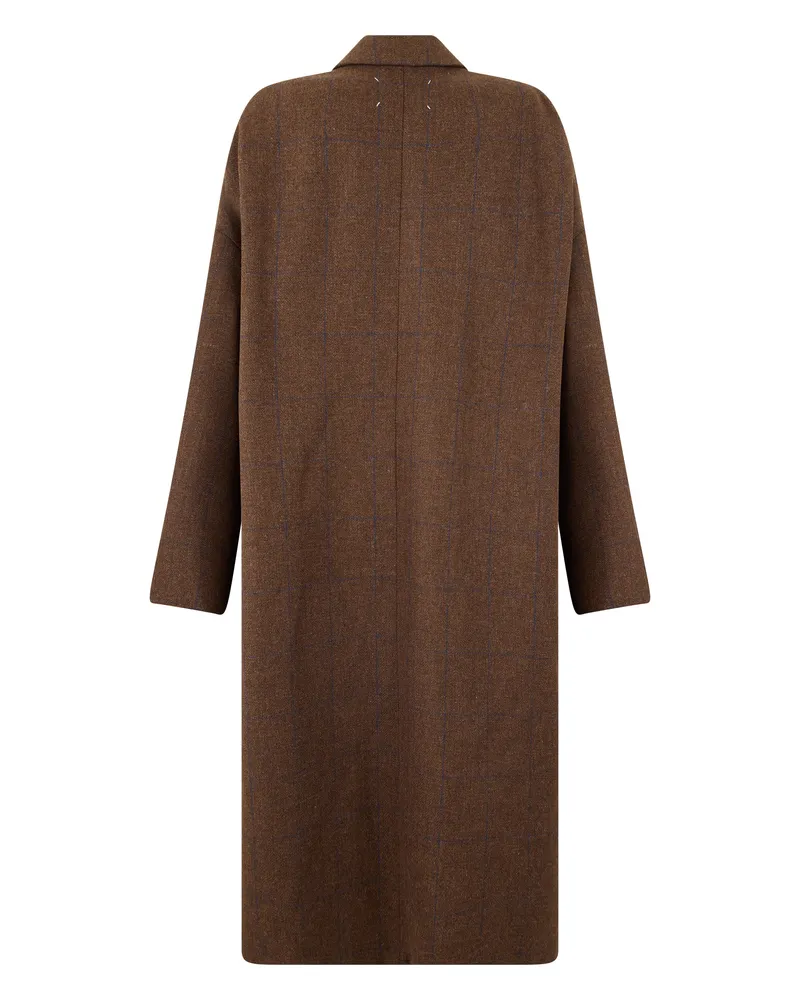 Maison Margiela Pinstripe Wool Coat — Brown Brown