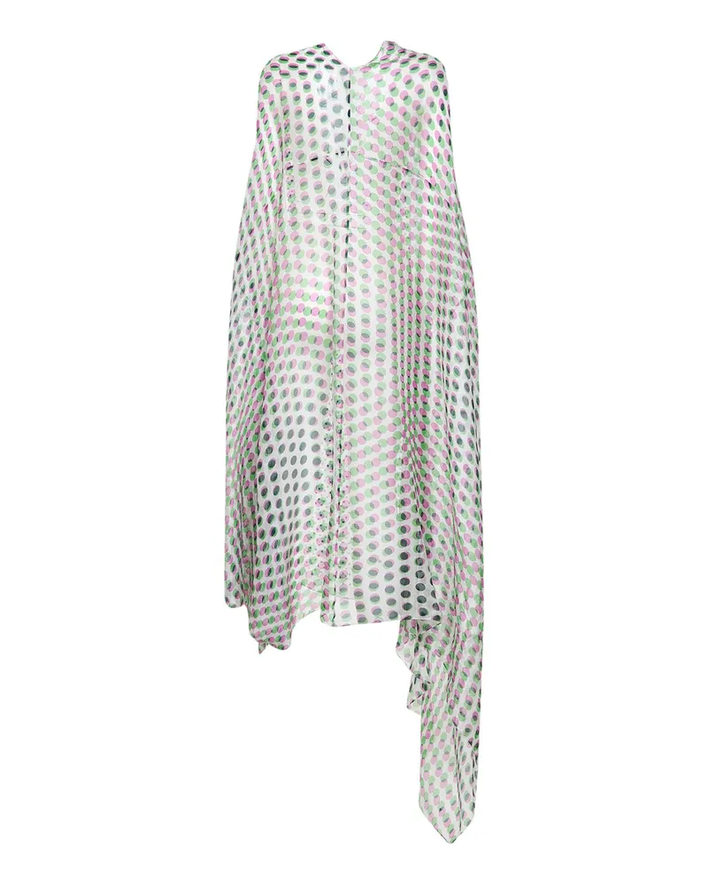 Dries van Noten Women Cape-Style Dress Ecru Silk Multicolour Multicolor