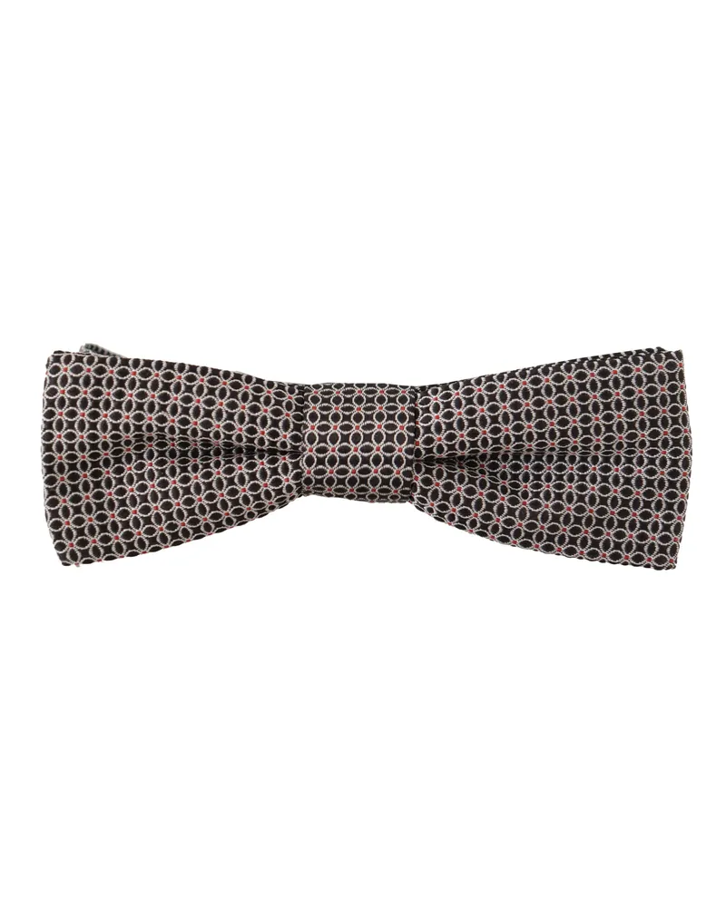 Dolce & Gabbana Men's Black White Flower Pattern Silk Neck Papillon Tie Black