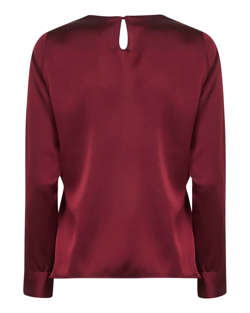Blanca Women's Burgundy Satin Cesta Blouse Polyester Shirt Red