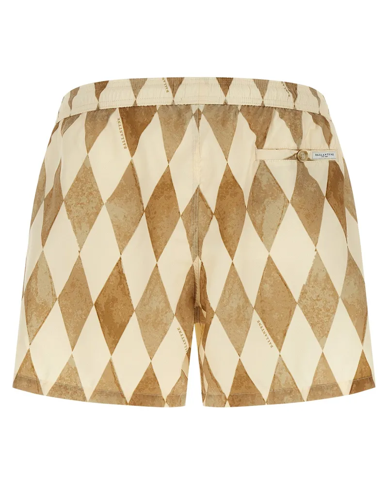 Ballantyne Diamond Pattern Swim Shorts — Cream Cream