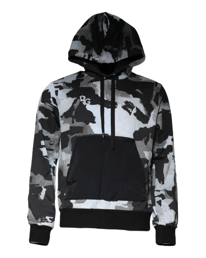 Dolce & Gabbana Multicolor Camouflage Men Hooded Sweater (copy) Cotton Nylon Black