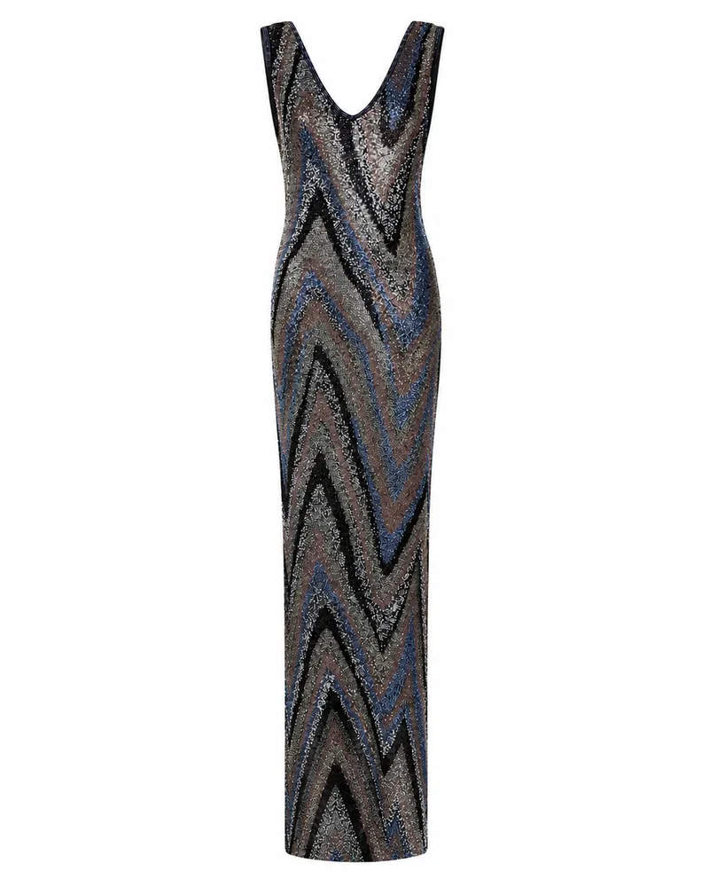 Missoni Bead-Embroidered Zigzag Dress — Multicolor Multicolor