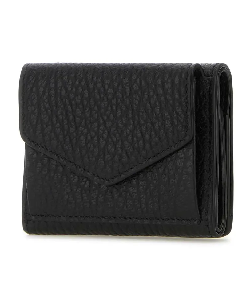 Maison Margiela Women's Black Leather Four Stitches Wallet T8013 Portafogli Black