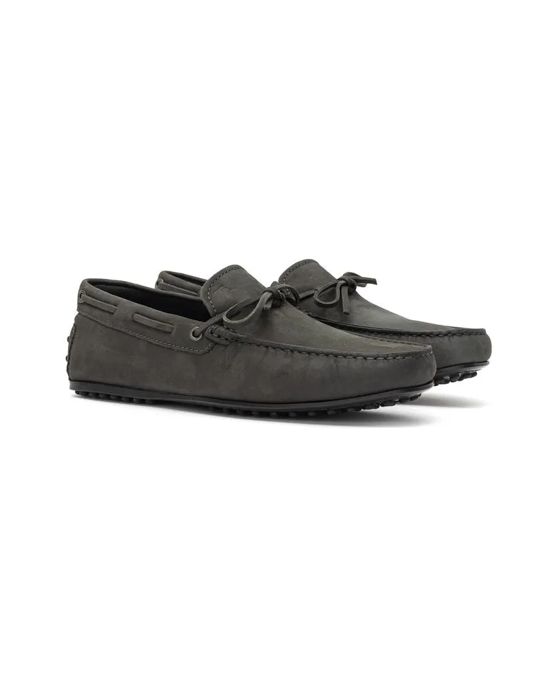 TOD'S Men's Gray Nubuc Leather Moccassin Shoe Gray