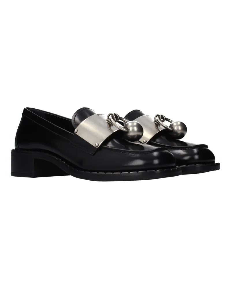 Prada Women's Black Leather Slip-On Loafers Black