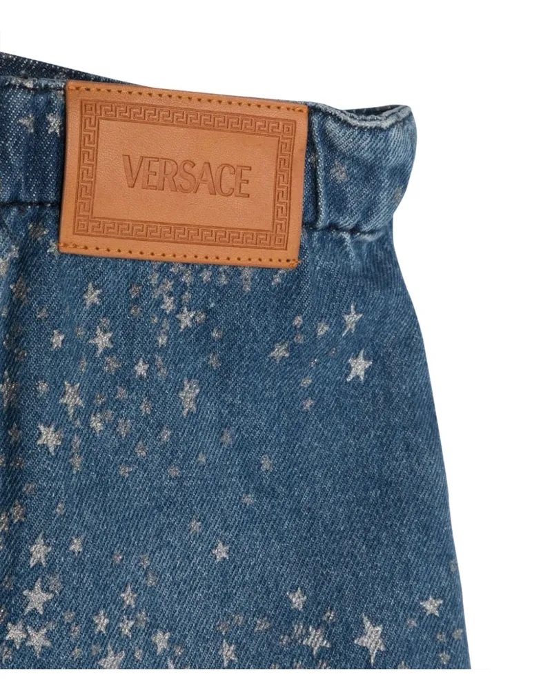 Versace Glitter Denim Cotton Skirt — Blue Blue