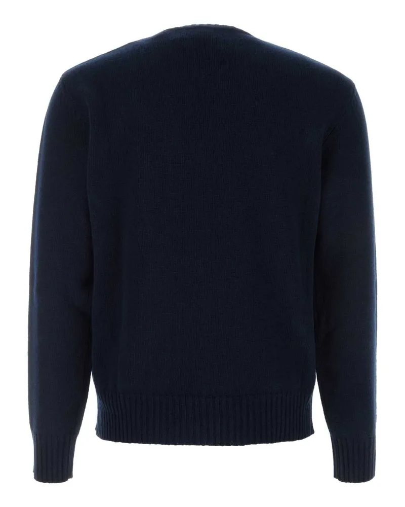 Valentino Garavani Men Navy Blue Wool Sweater Indaco Exterior: Virgin Maglieria Navy