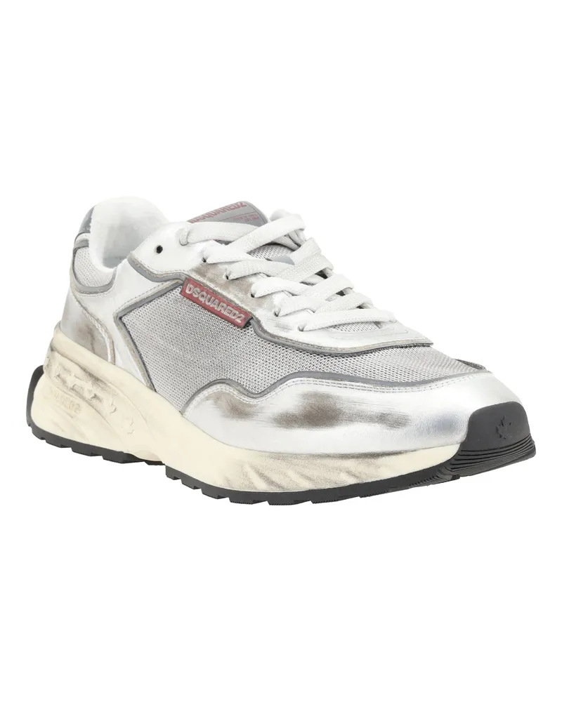 Dsquared2 Men's Sneakers Sprinter Silver Calf Leather (bos Taurus) Trainers Silver