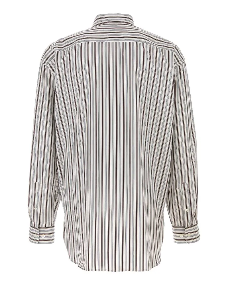 Dries van Noten Men Embroidered Poplin Croom Shirt White Exterior: Cotton Maglie Sweater White