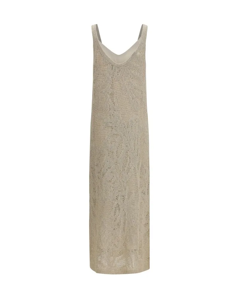 Brunello Cucinelli Women's Beige Linen Casual Dress Beige